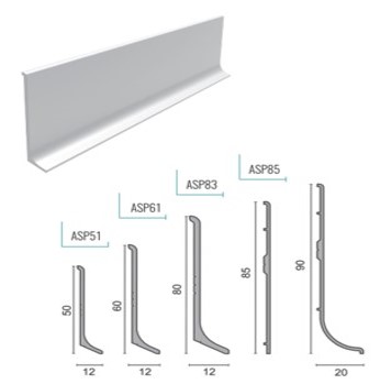 Rodapés, Rodapés de alumínio, Rodapés em aço inox, Rodapés em PVC, Acabamentos